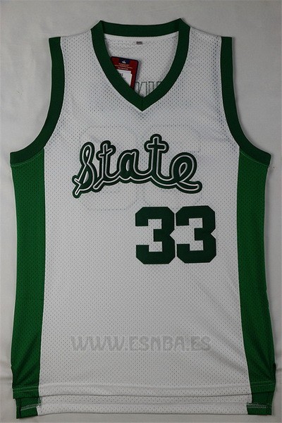 Camiseta NCAA Michigan State Spartans Magic Johnson #33 Retro Blanco
